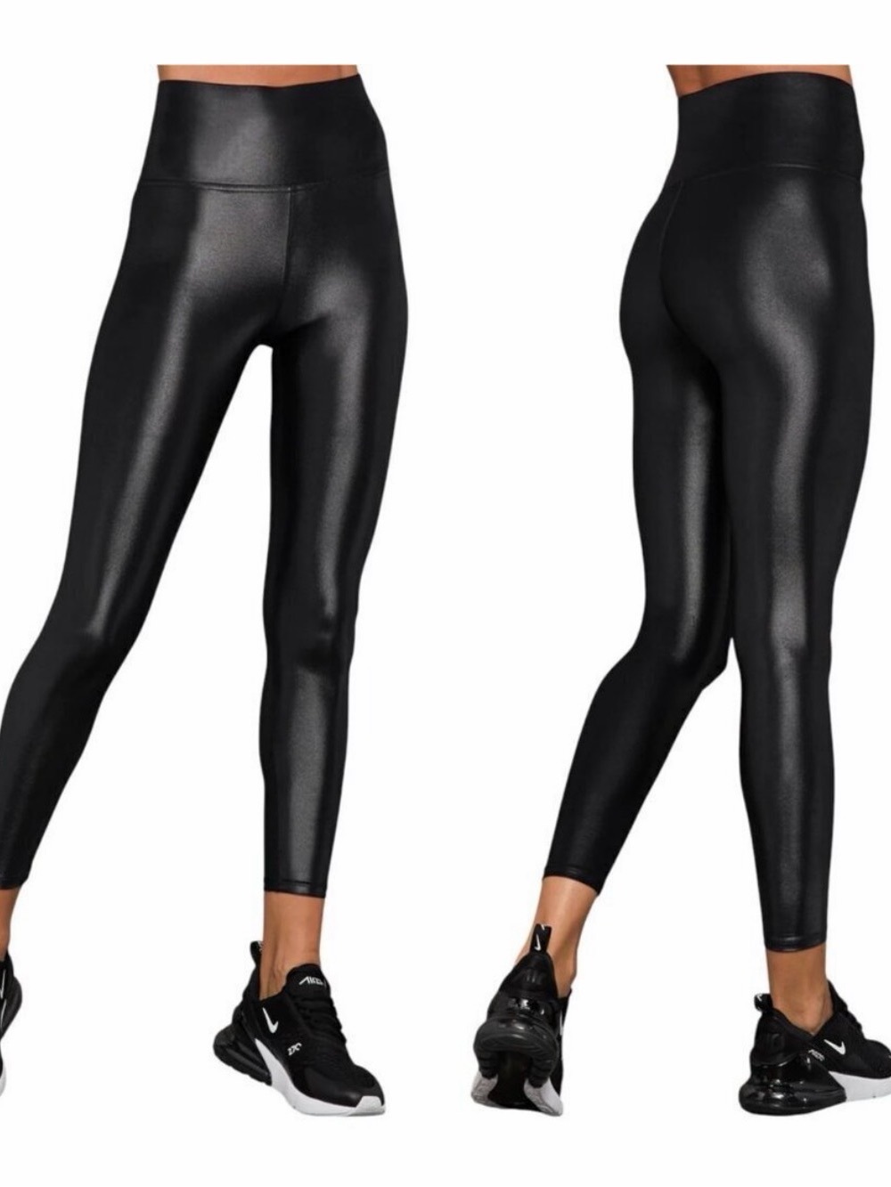 Carbon38 Shiny Black High-Rise Faux Leather Leggings
